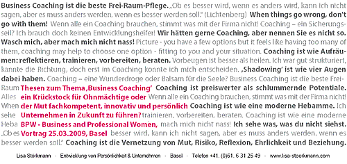Einladungskarte: "Thesen zum Thema 'Business Coaching'"